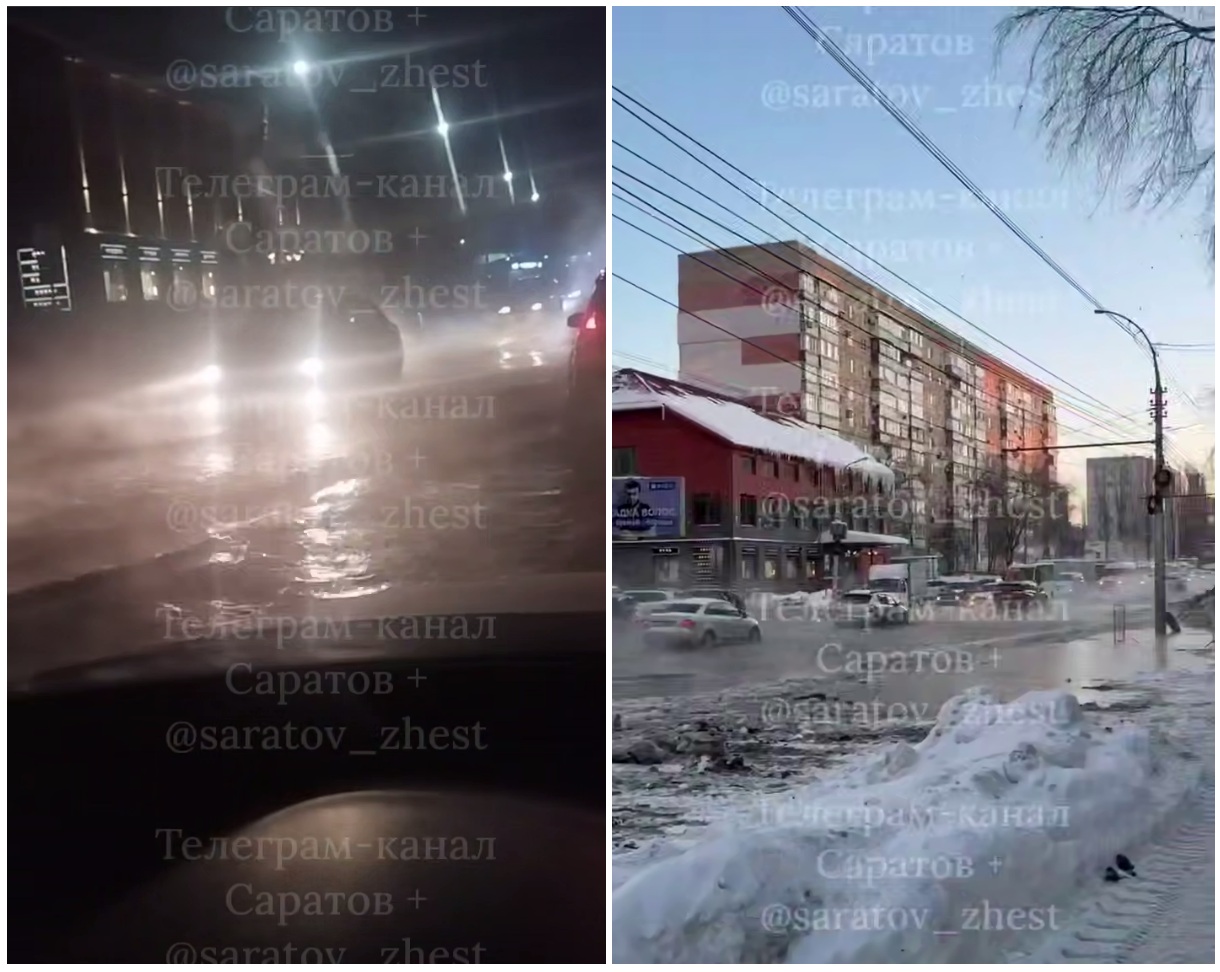 Из-за потопа у саратовского горпарка автомобилисты вынуждены плыть по улице Чернышевского